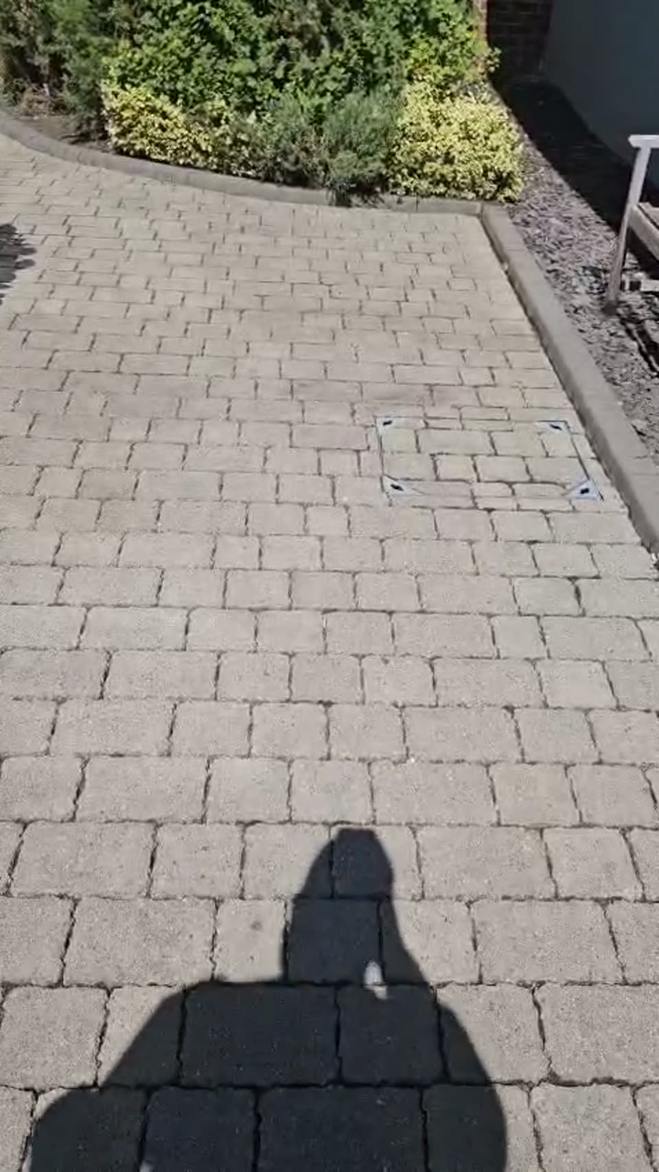 Driveway block paving being cleaned
